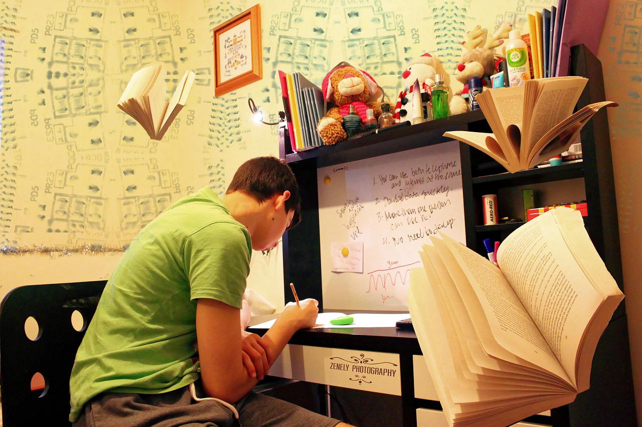 Parents and a teenage student discussing high school course selection and academic plans at home.