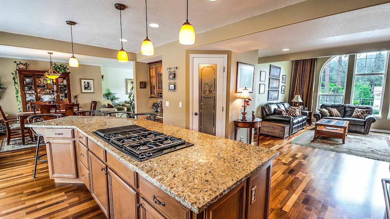 Contractor installing kitchen countertops