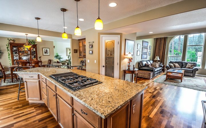 Contractor installing kitchen countertops