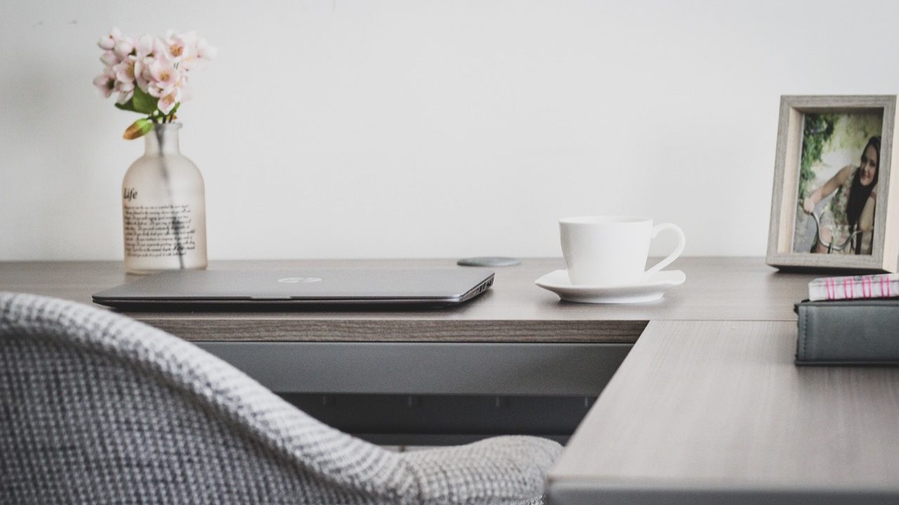 Minimalist home office workstation setup for local email processing