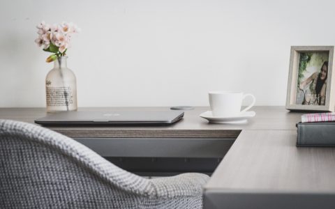 Minimalist home office workstation setup for local email processing