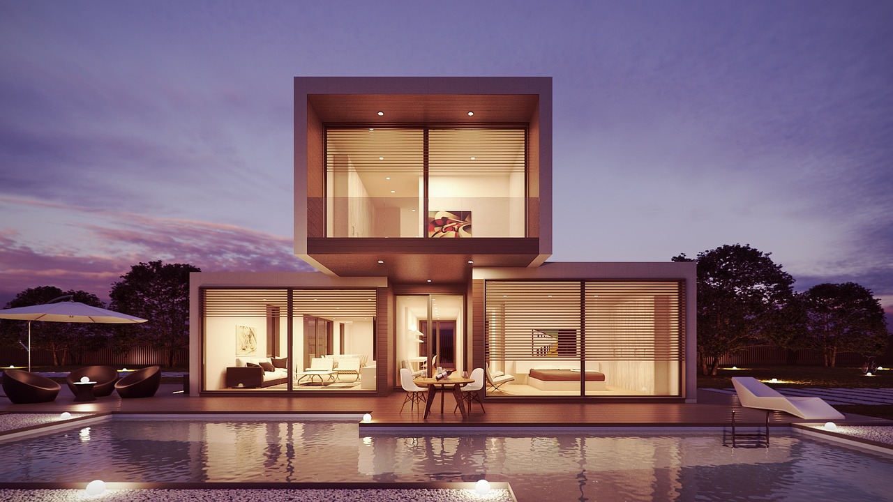 Modern home with large windows exposed to direct sunlight.