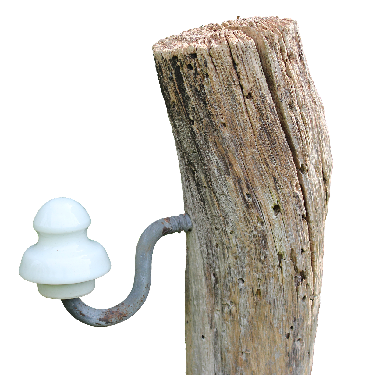 A wireless rain sensor retrofitted to a residential fence post during light rain.