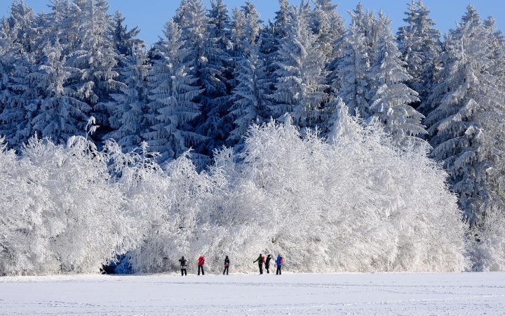 Frozen water pipe outdoors during winter