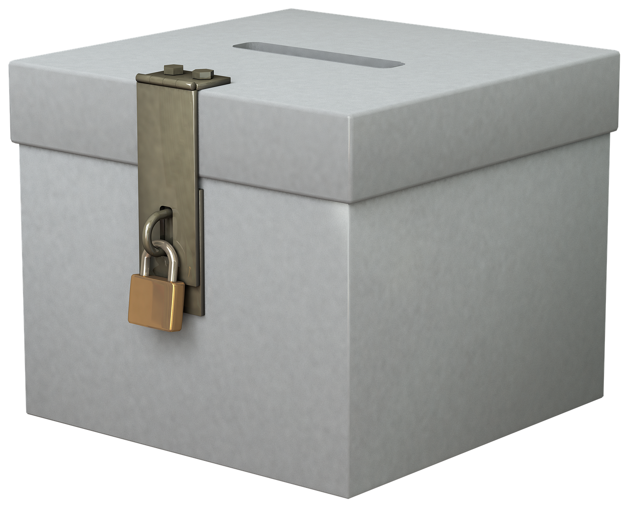 A voter dropping an envelope into a secure ballot box.