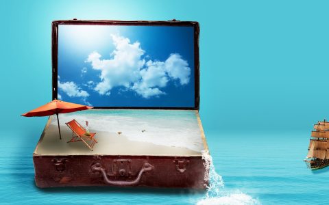 Parents and young children packing suitcases for a trip
