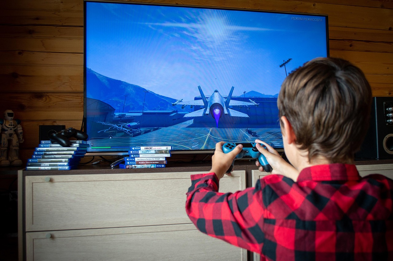 A modern flat-screen television displaying a streaming video application in a living room.