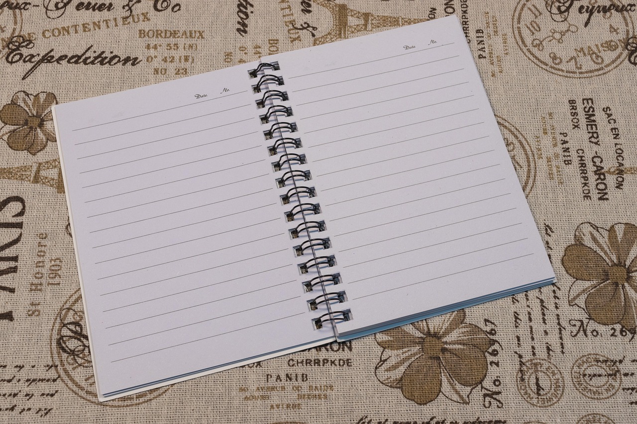 An open notebook showing organized lists and notes.