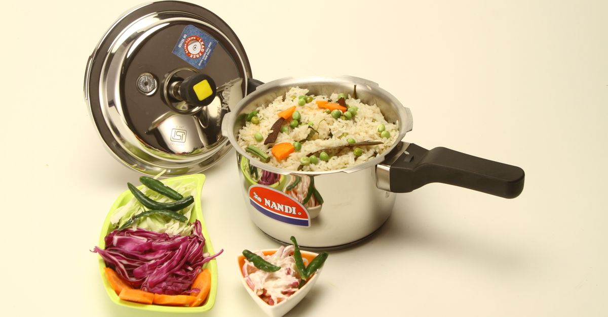 Electric pressure cooker on a kitchen counter